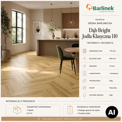 Podłoga drewniana Dąb Bright Jodła Klasyczna 14 mm, 1WC000016