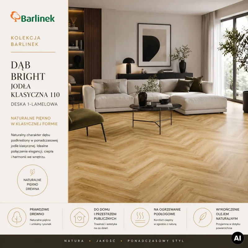 Podłoga drewniana Dąb Bright Jodła Klasyczna 14 mm, 1WC00
