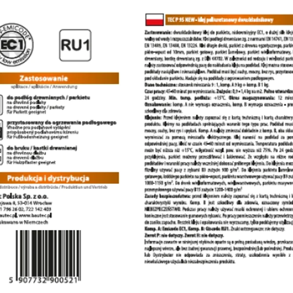 Klej poliuretanowy Bautec TEC P 95 new 9+1kg 10kg, TEC P95 N