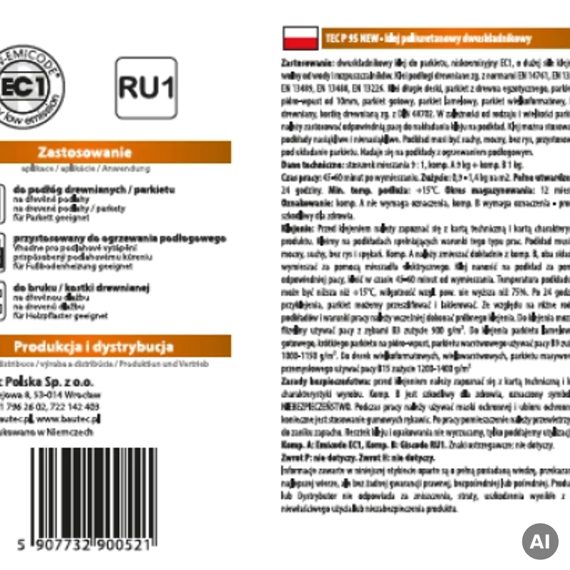 Klej poliuretanowy Bautec TEC P 95 new 9+1kg TEC P95 NEW 10k