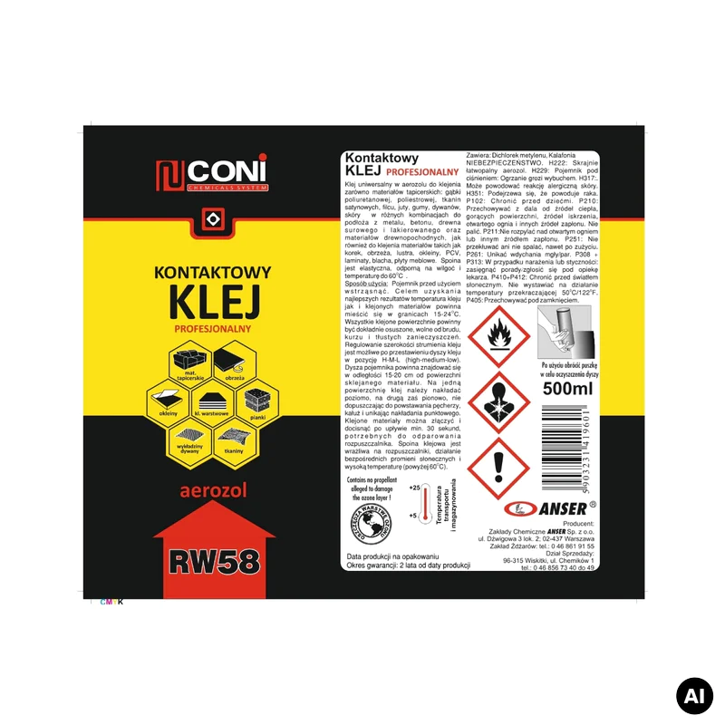 Klej kontaktowy CONI RW58 500 ml, 5903231419601 - 3