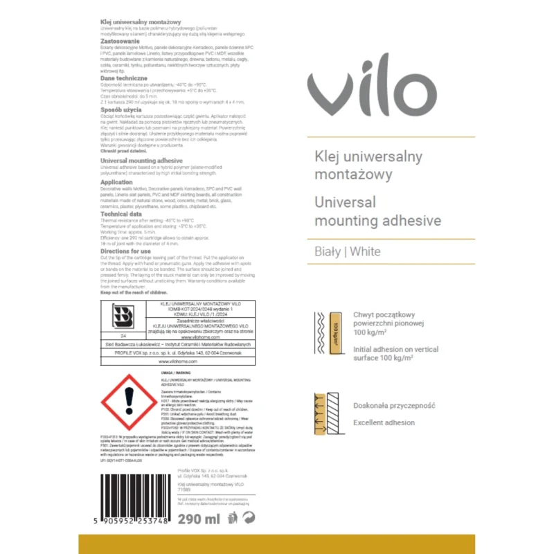 Klej montażowy uniwersalny Vilo  290 ml, 6031424 - 3