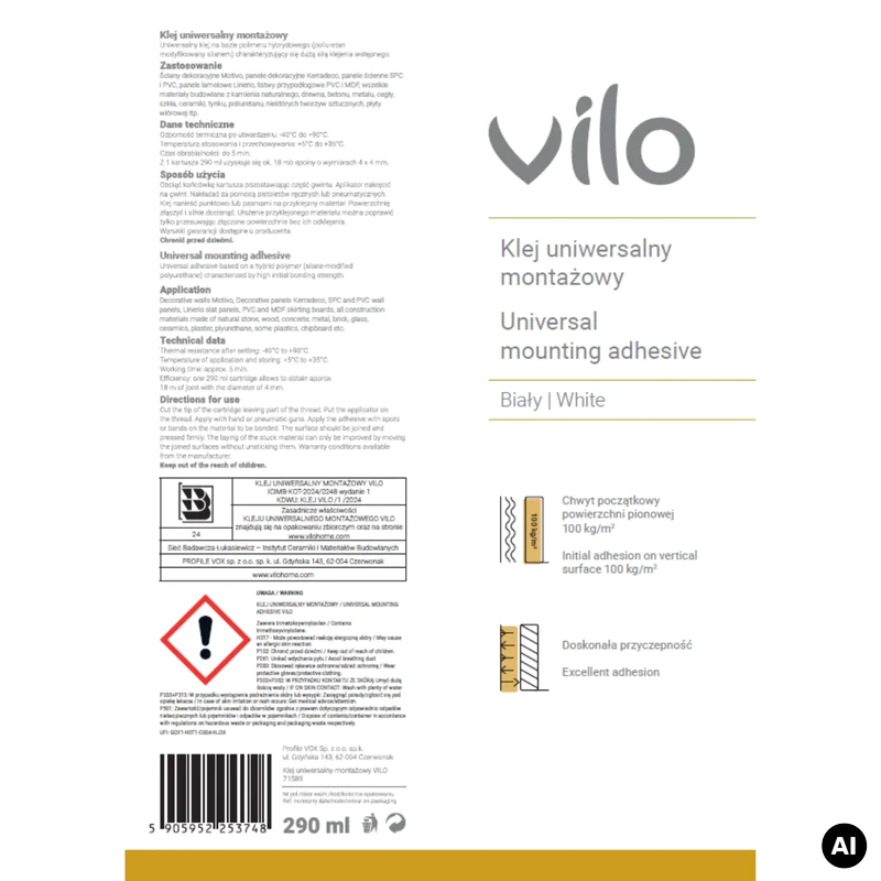 Klej montażowy uniwersalny Vilo 290 ml, 6031424 - 3