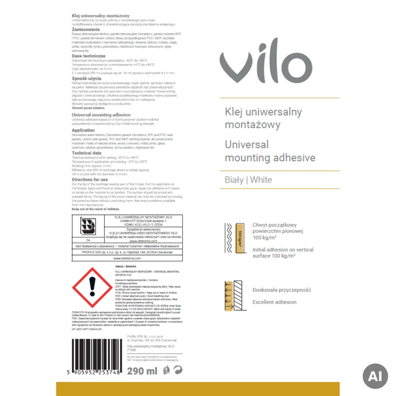 Klej montażowy uniwersalny Vilo 290 ml, 6031424 - 3