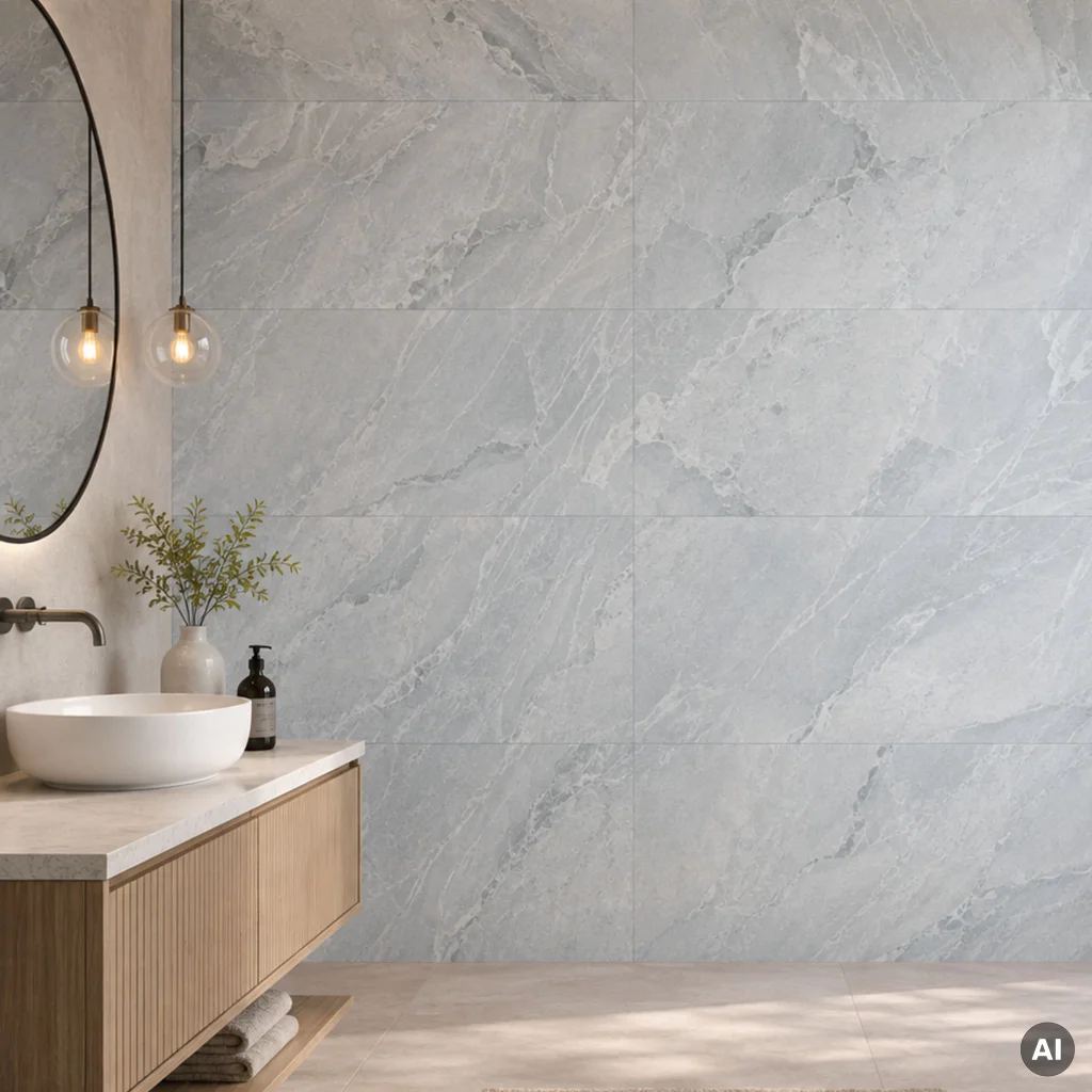 Panele ścienne Ash Grey Marmur Kamień Szary Jasny Połysk 120x60 6053398
