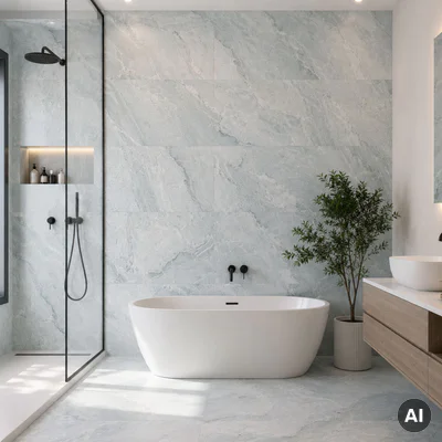 Panele ścienne Ash Grey Marmur Kamień Szary Jasny Połysk 120x60 6053398