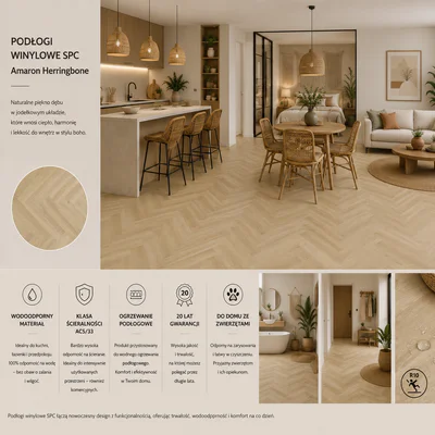 Panele winylowe SPC LVT Jodełka Dąb Deventer CAS 236 5 mm TAK, 5905167857120