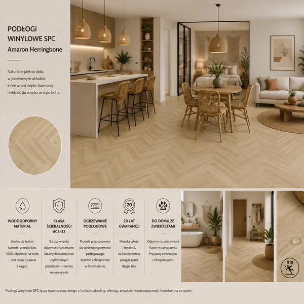 Panele winylowe SPC LVT Jodełka Dąb Deventer CAS 236 5 mm