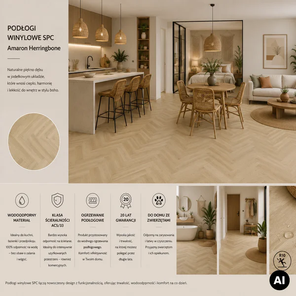 Panele winylowe SPC LVT Jodełka Dąb Deventer CAS 236 5 mm