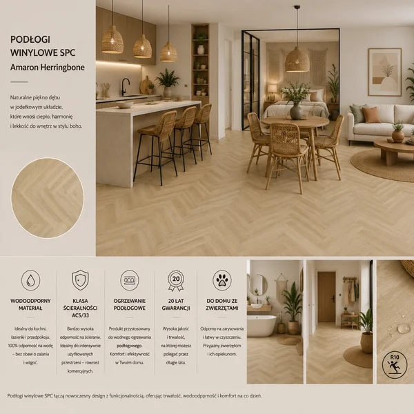Panele winylowe SPC LVT Jodełka Dąb Deventer CAS 236 5 mm