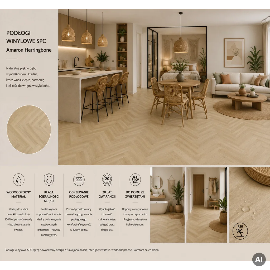 Panele winylowe SPC LVT Jodełka Dąb Deventer 5 mm TAK, 5905167857120