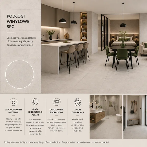 Panele winylowe SPC Concrete Dust 60x60 Beton Matowy 6067231