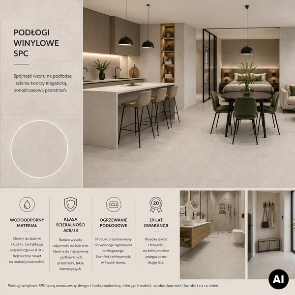 Panele winylowe SPC Concrete Dust 60x60 Beton Matowy 6067231