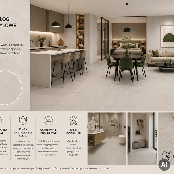 Panele winylowe SPC Concrete Dust 60x60 Beton Matowy 6067231