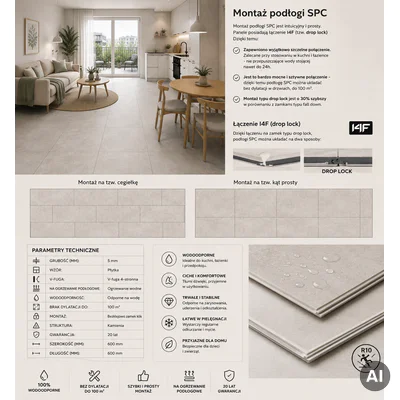 Panele winylowe SPC Concrete Dust 5 mm Klasa 33, 6067231