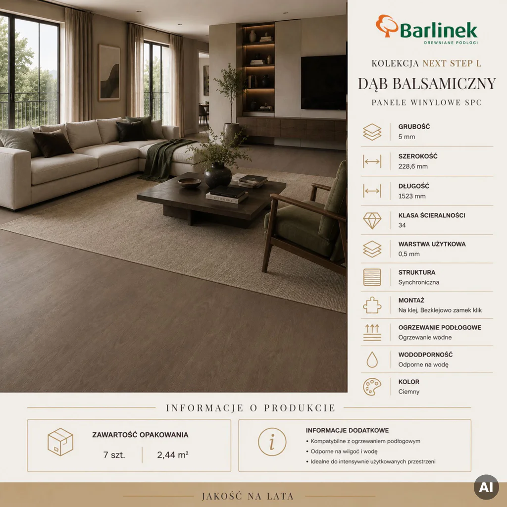 Panele winylowe SPC Dąb Balsamiczny DP5000001 Klasa 34 5 mm, SW4IMX-FKXPX-DP5XXX-EBALA