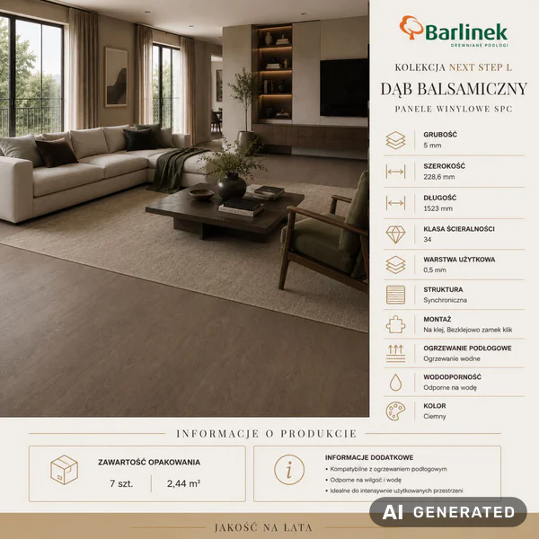 Panele winylowe SPC Dąb Balsamiczny Naturalny 5 mm Klasa 34