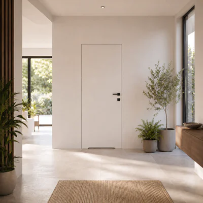 Zestaw Drzwi ukryte + Ościeżnica Porta HIDE WC Bezprzylgowe (otwierane na zewnątrz) Lewe 80cm płyta, SPA1110L08LBPWAYV0O000, OPA100LL080000AN300000