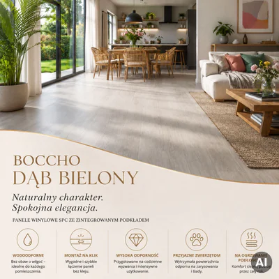 Panele winylowe SPC ze zintegrowanym podkładem Dąb Bielony 85001-1 Klasa 33 5.5 mm