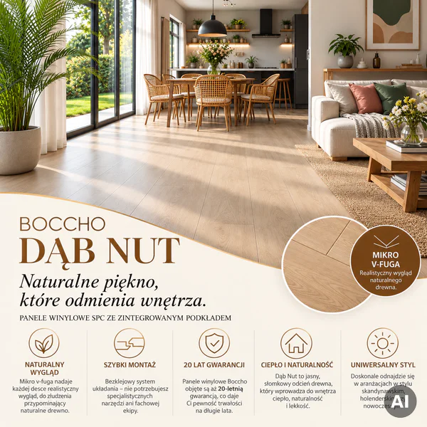 Panele winylowe SPC z podkładem Dąb Nut 5.5 mm Klasa 33, 8