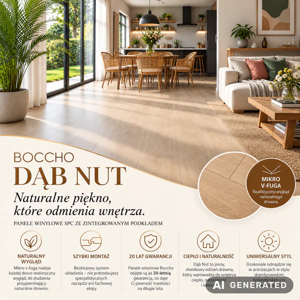 Panele winylowe SPC z podkładem Dąb Nut Naturalny 5.5 mm K