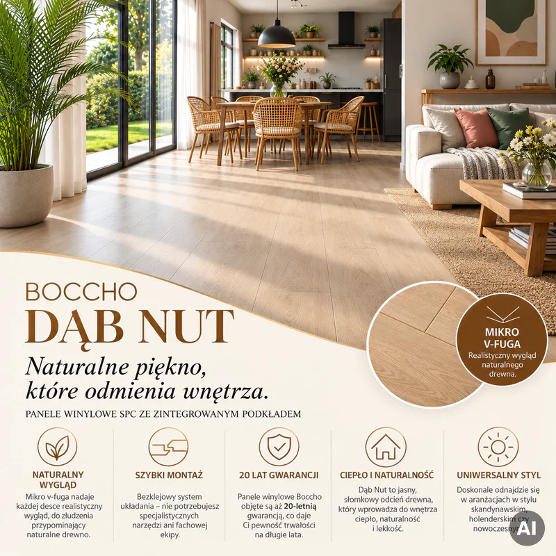 Panele winylowe SPC z podkładem Dąb Nut 5.5 mm Klasa 33, 8