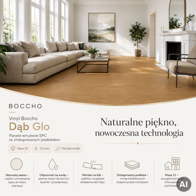 Panele winylowe SPC ze zintegrowanym podkładem  Dąb Glo 85007-2 Klasa 33 5.5 mm