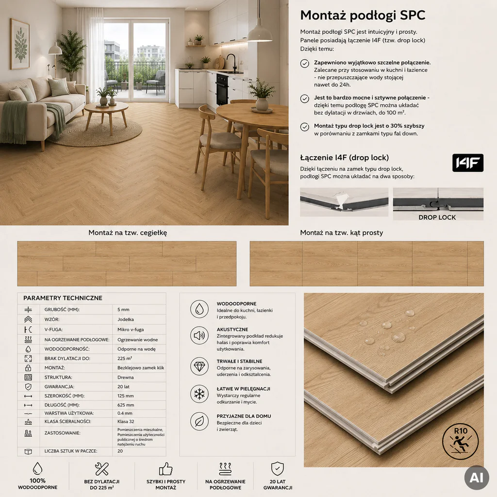 Panele winylowe SPC z podkładem Jodełka Noble Klasa 32 5 mm, PAN000343