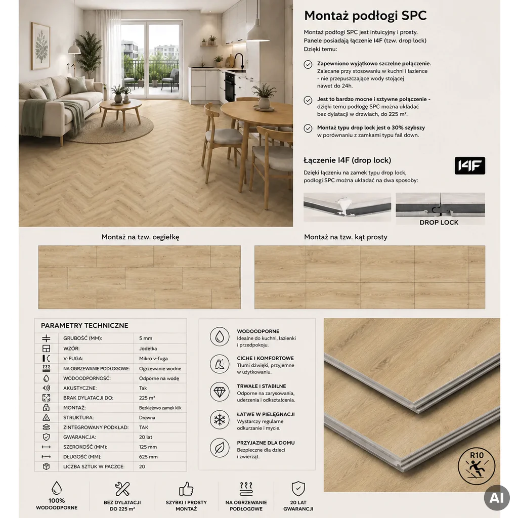 Panele winylowe SPC z podkładem Jodełka Supreme Klasa 32 5 mm, PAN000340