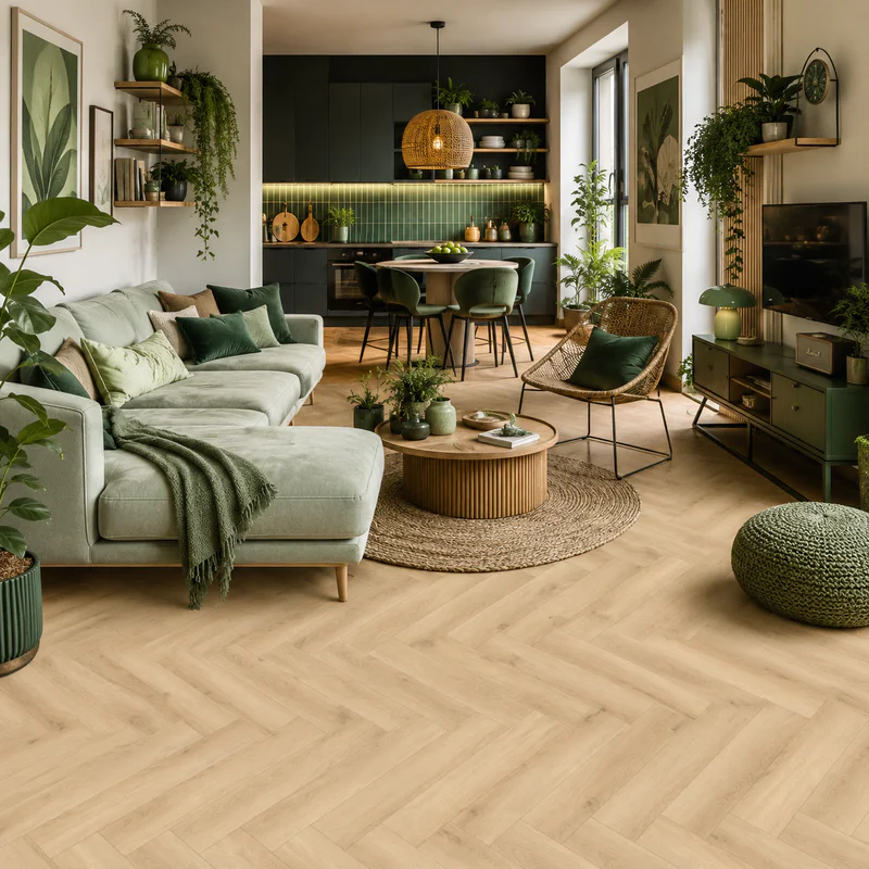 Panele winylowe SPC ze zintegrowanym podkładem Jodełka Ico