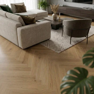 Panele winylowe SPC ze zintegrowanym podkładem Jodełka Prestige PAN000373 Klasa 34 7 mm