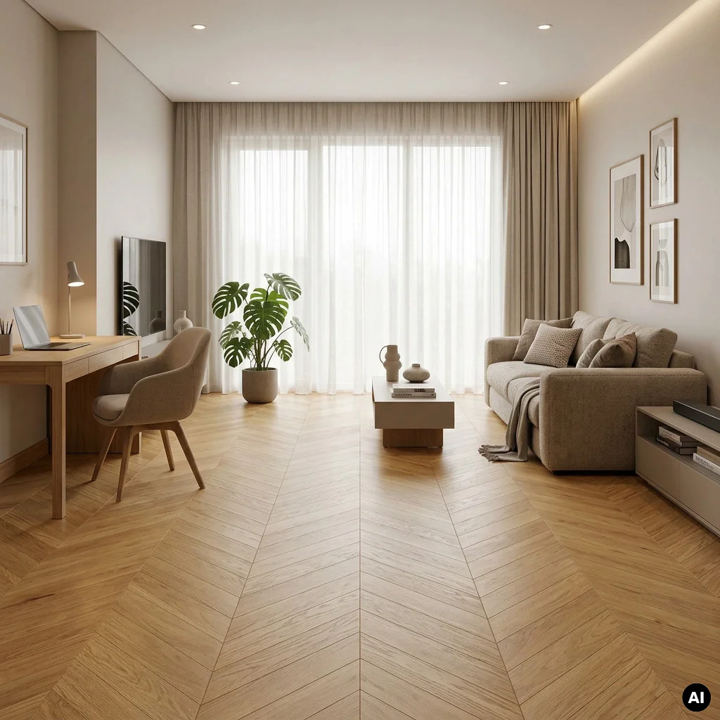 Podłoga drewniana Jodełka Dąb Naturalny 45° Calm 10.3 mm TAK, 79729
