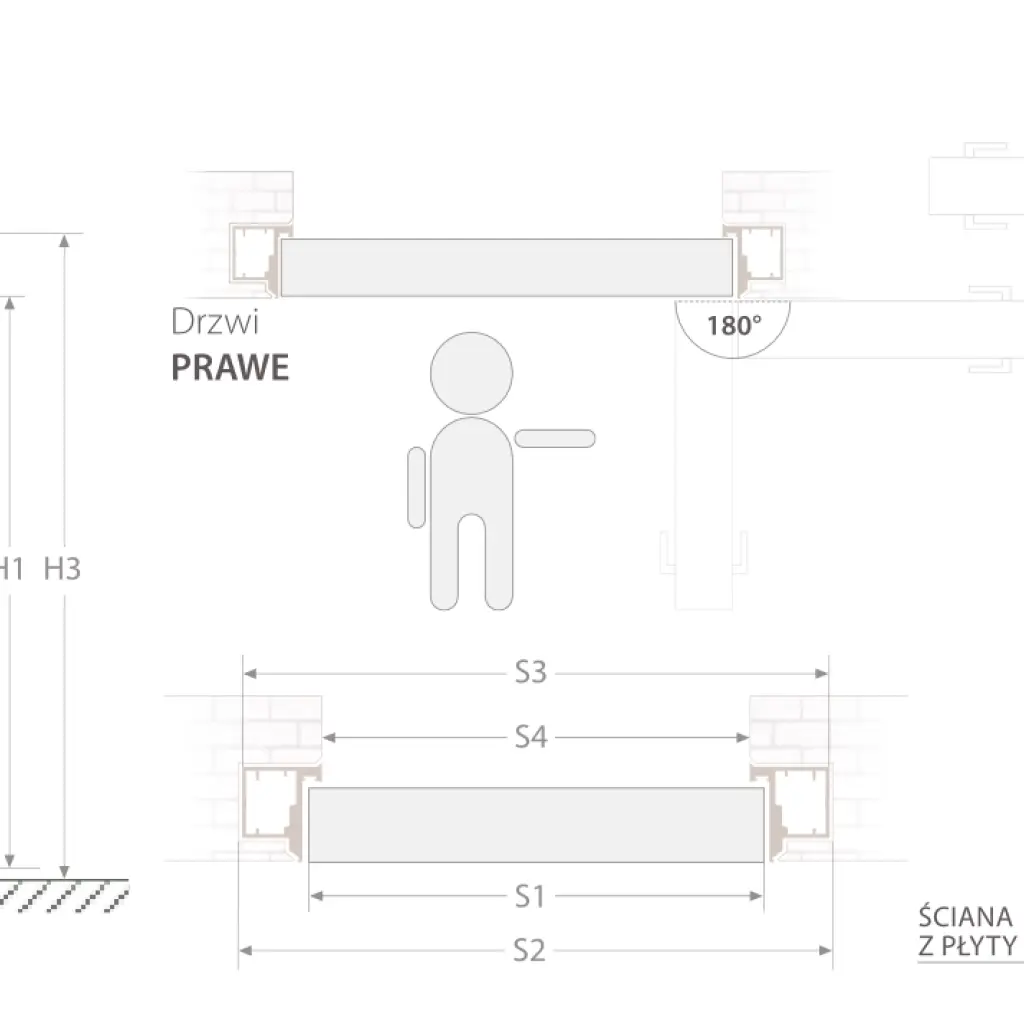 Ościeżnica ukryta zewnętrzna Neo 80 cm Lewa, 100140664