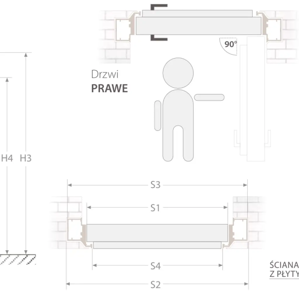 Ościeżnica ukryta wewnętrzna Neo 80 cm Lewa, 100140663