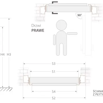 Zestaw Drzwi ukryte + Ościeżnica ukryta wewnętrzna Neo Lewe 80 cm plaster miodu, 100145934, 100140663