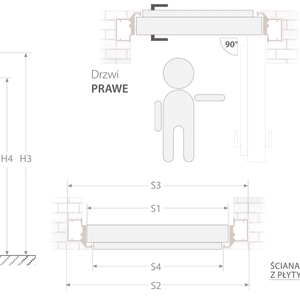 Zestaw Drzwi ukryte + Ościeżnica ukryta odwrotna przylga (