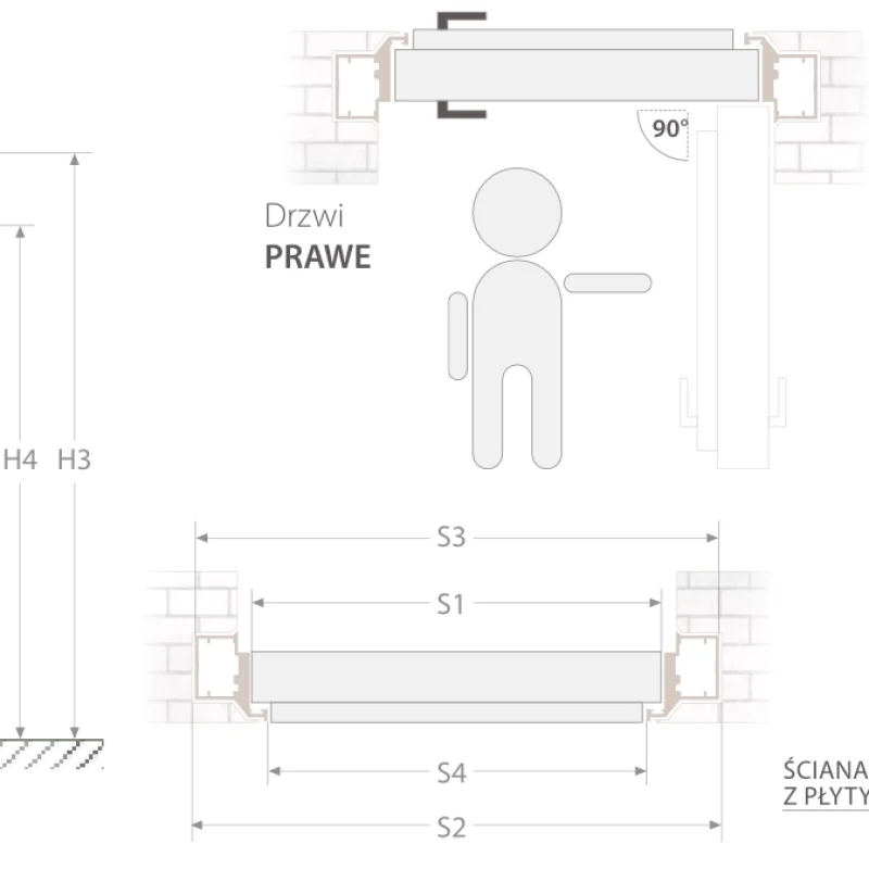 Zestaw Drzwi ukryte + Ościeżnica ukryta odwrotna przylga (