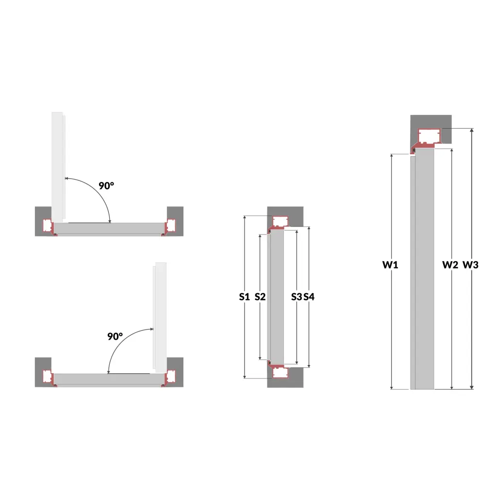 Zestaw Drzwi ukryte + Ościeżnica ukryta wewnętrzna Neo Prawe 80 cm plaster miodu, 100145935, 100140666