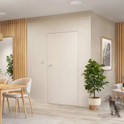 Zestaw Drzwi ukryte + Ościeżnica ukryta bezprzylgowe (otwierane na zewnątrz) Neo Prawe 80 cm plaster miodu, 100145949, 100140665