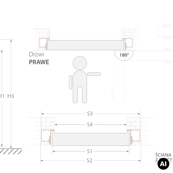 Zestaw Drzwi ukryte + Ościeżnica ukryta bezprzylgowe (otwi
