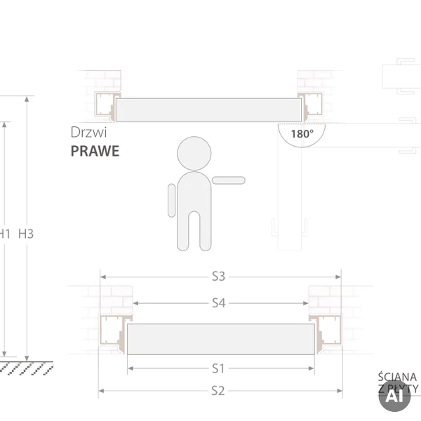 Zestaw Drzwi ukryte + Ościeżnica ukryta bezprzylgowe (otwi