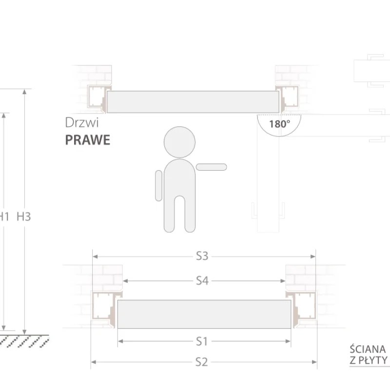 Zestaw Drzwi ukryte + Ościeżnica ukryta bezprzylgowe (otwi