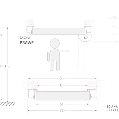 Zestaw Drzwi ukryte zewnętrzne WC + Ościeżnica ukryta zewnętrzna Neo 80 cm Prawe plaster miodu, 100145948, 100140665