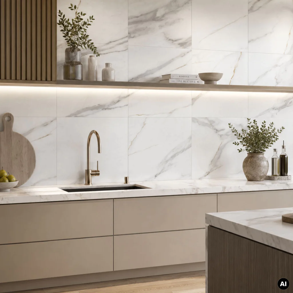 Panele winylowe SPC Calacatta White 60x60 6074903 Klasa 33 6 mm