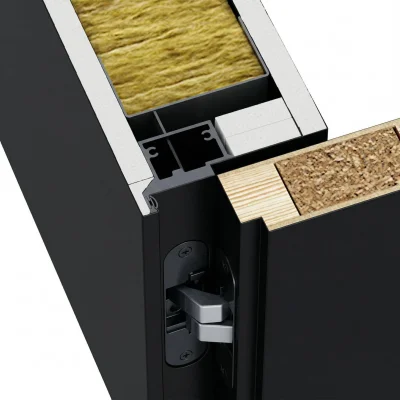 Ościeżnica Czarna do drzwi ukrytych Porta Hide Odwrotna Przylga (otwierane do wewnątrz) Prawa 80cm, OPP100LP08LCM0CN300000