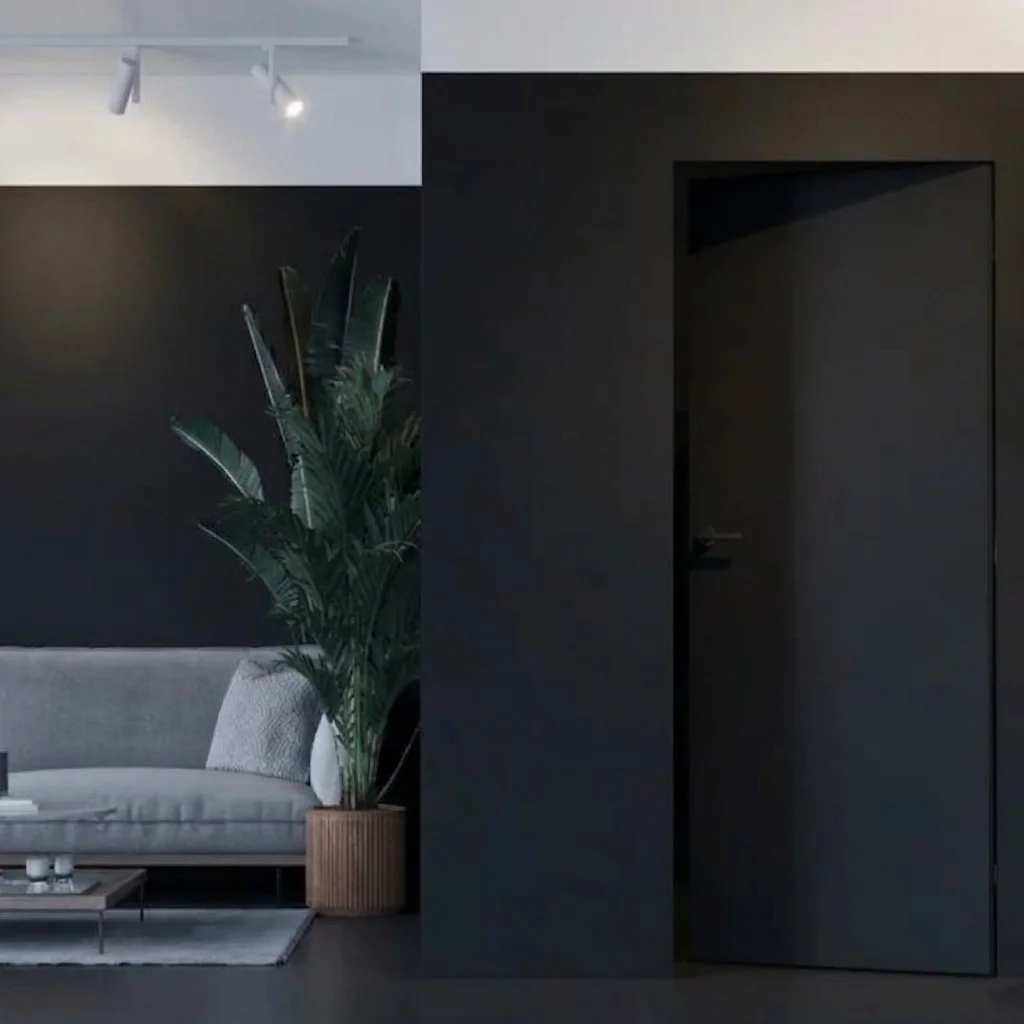 Ościeżnica Czarna do drzwi ukrytych Porta Hide Odwrotna Przylga (otwierane do wewnątrz) Lewa 80cm, OPP100LL08LCM0CN300000