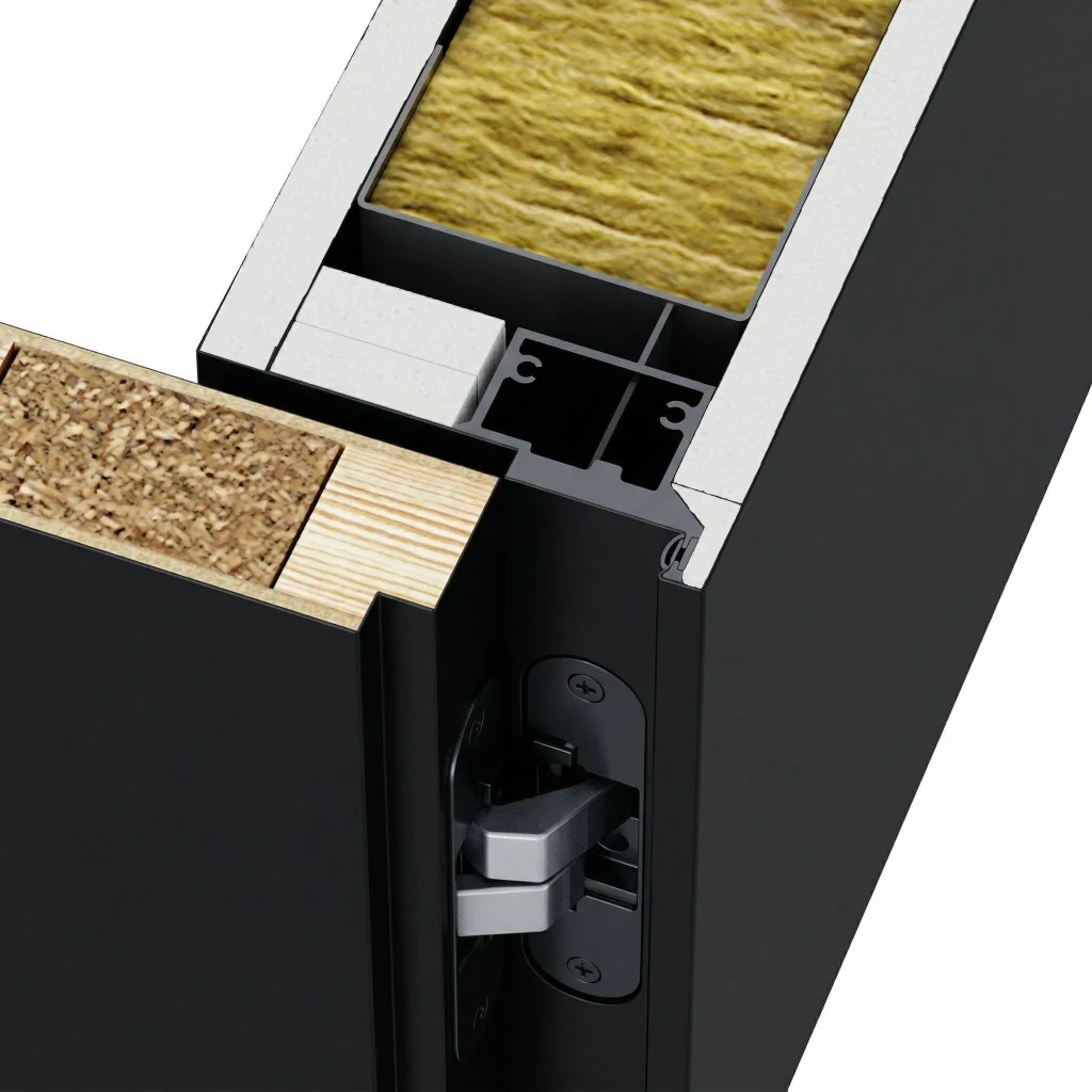 Ościeżnica Czarna do drzwi ukrytych Porta Hide Odwrotna Przylga (otwierane do wewnątrz) Lewa 80cm, OPP100LL08LCM0CN300000