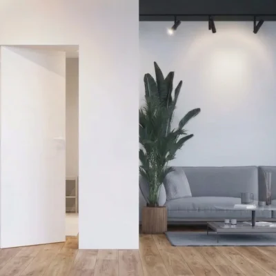 Ościeżnica Biała do drzwi ukrytych Porta Hide Odwrotna przylga (otwierane do wewnątrz) Prawa 80cm, OPP100LP08LBM0BN300000