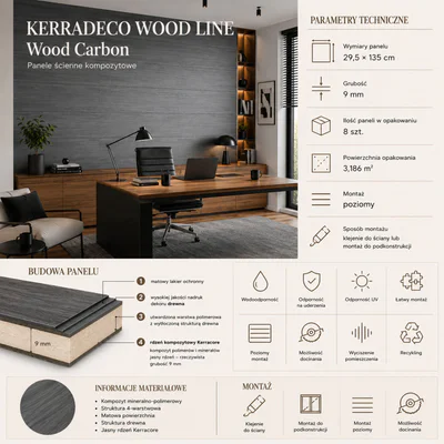 Panele ścienne Wood Carbon, 3021871