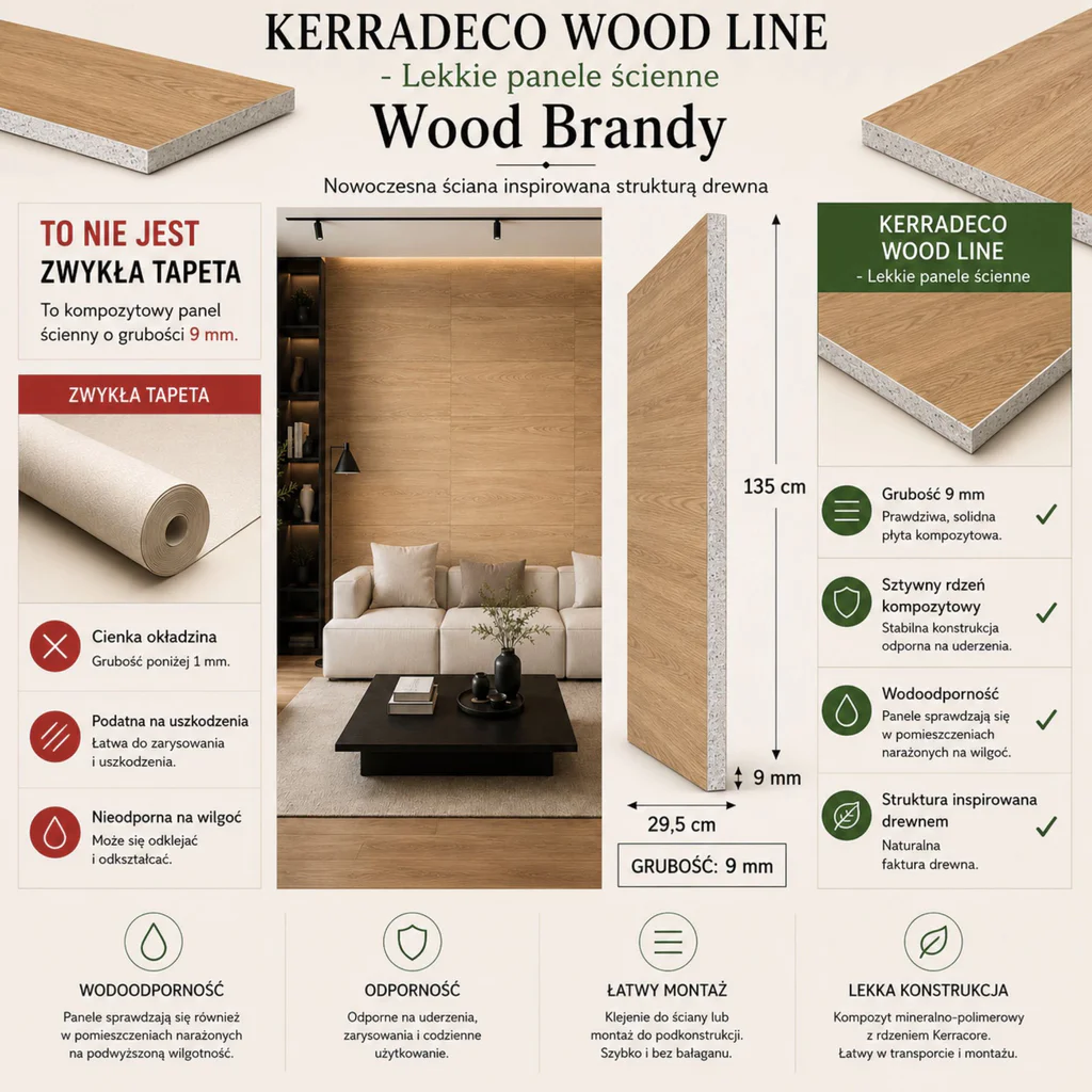 Panele ścienne Wood Brandy, 3022104